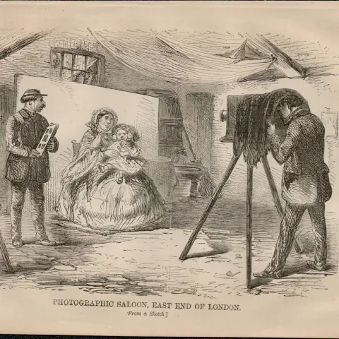 Photographic Saloon East End London Antique 1864 Mayhew Print.