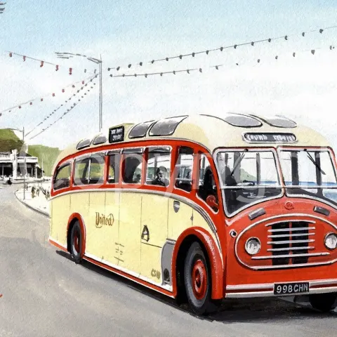 Scarborough 1950's Sea Front Bus Service Nostalgic Memories Metal Wall Art