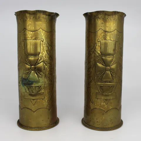 Pair of WWI Shell Case Vases
