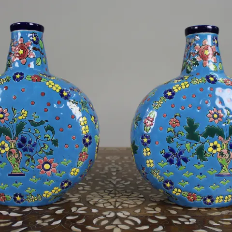 Pair of French Ceramic Moonflask Vases c.1910