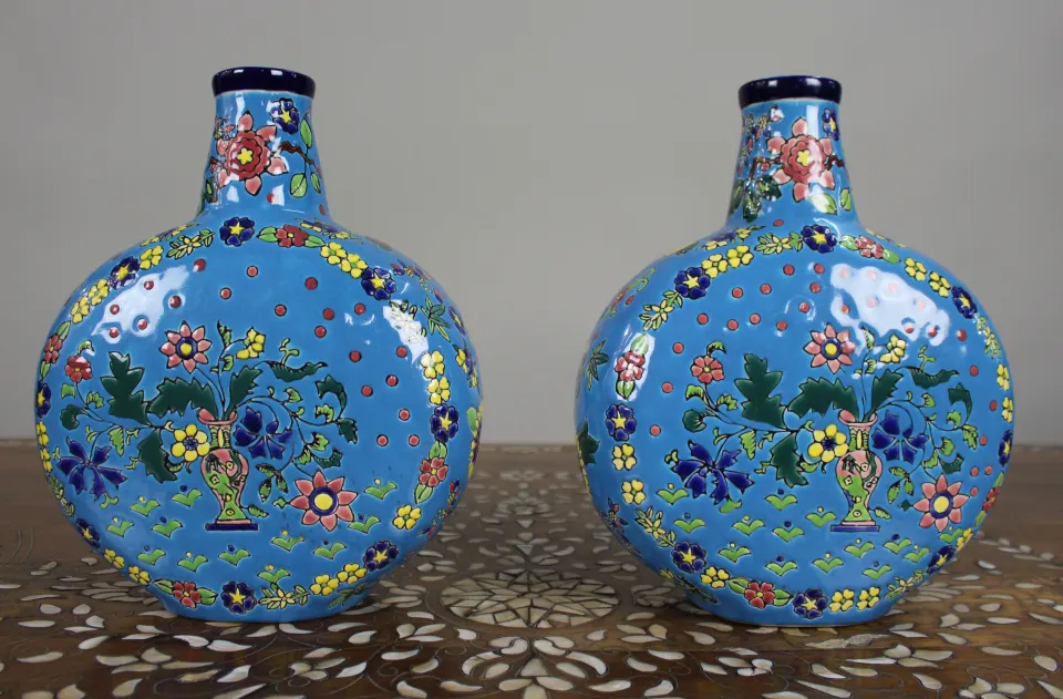 Pair of French Ceramic Moonflask Vases c.1910