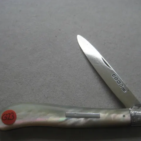 Victorian Mother of Pearl Hafted Silver Bladed Folding Fruit Knife