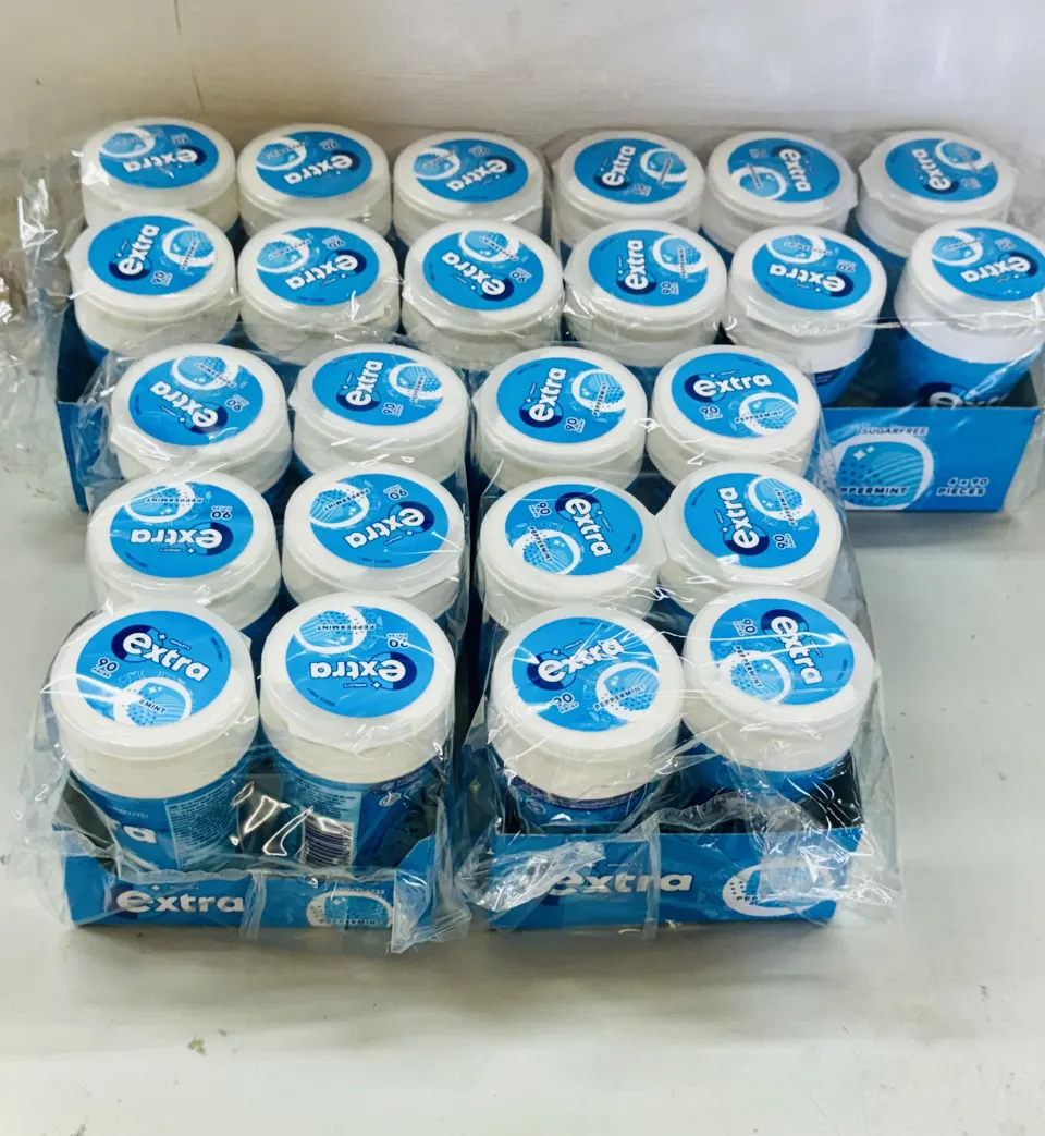 4 x Wrigleys Extra White Peppermint Chewing Gum Sugar Free 24 x 90 Pcs BBE 9/24