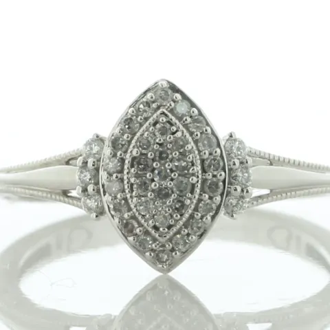 9ct White Gold Marquise Cluster Diamond Ring 0.20 Carats