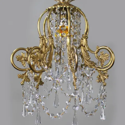 Elegant Vintage Crystal & Brass Chandelier