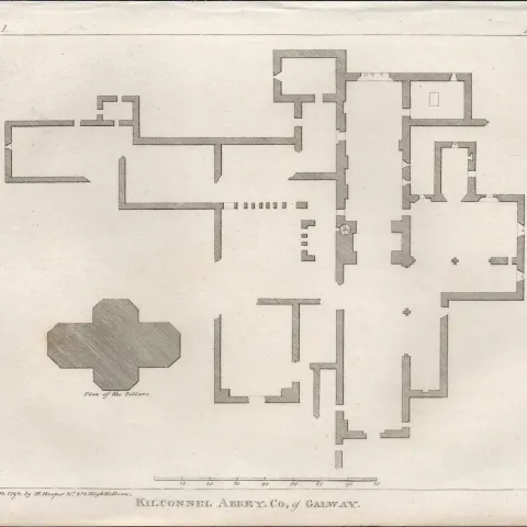 Kilconnel Abbey Plan Co Galway Rare 1791 Francis Grose Antique Print.