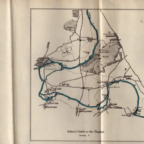 Salters Guide To The Thames No 3 Antique Coloured George V Map.