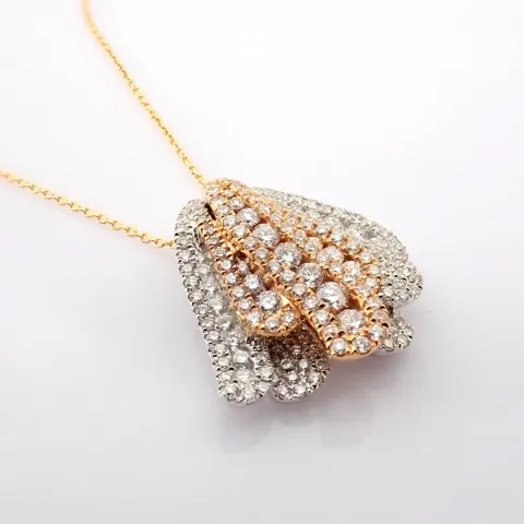 18K white and rose gold necklace detailed with brilliant diamonds