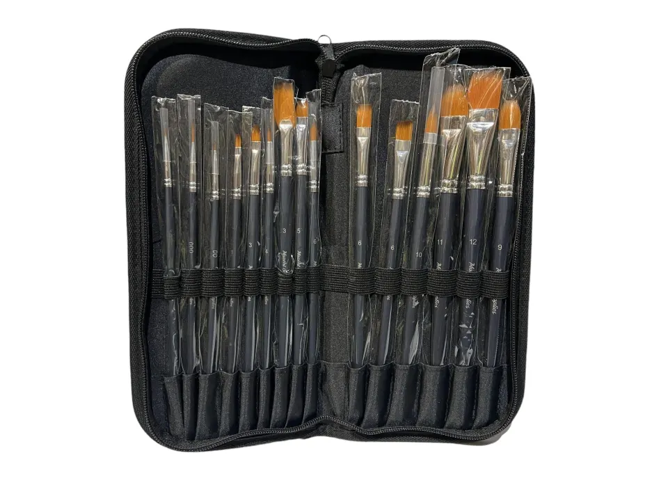 5 x Mozart 15 Piece Artists Paint Brush Set L6c