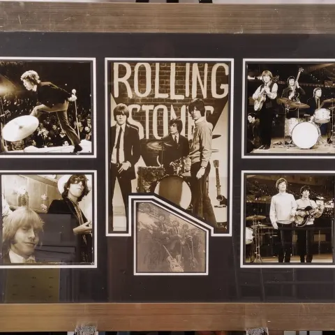 Unique framed art presentation with Original Rolling Stones Signatures