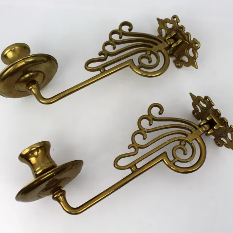Pair of Vintage Brass Garnitures