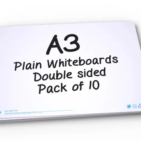 5 x Packs of 10 x A3 Plain Whiteboards L18a