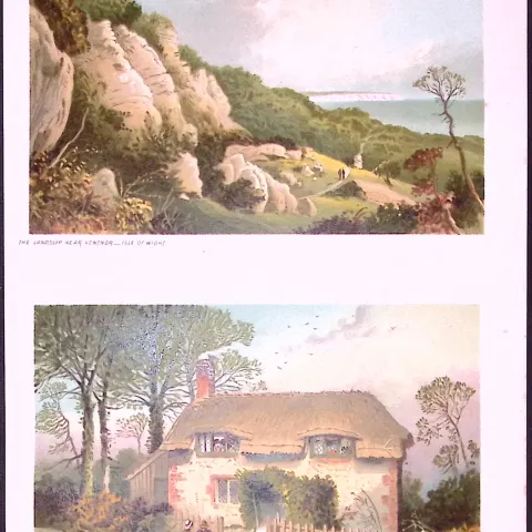 Isle of Wight Little Jane’s Cottage & The Landship Victorian Antique Double Print-54