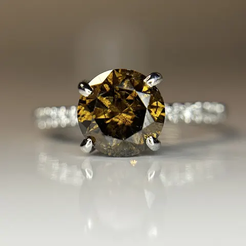 Beautiful 1.86ct Untreated Natural Champagne Solitaire Diamond & 18k Gold