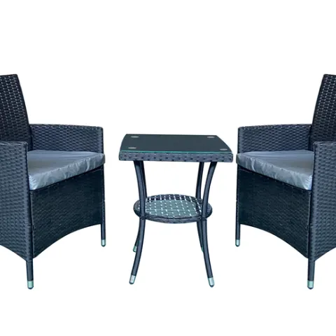 2-Seater Chiswick Rattan Bistro Set - Black  
