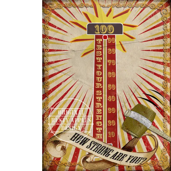 Test Your Strength  Fairground Large Metal Wall Art