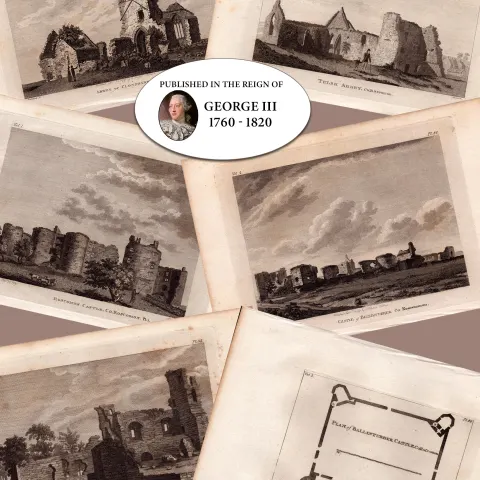 Roscommon Ireland Job-Lot of 18 Grose 1792-1797 Antique Copper Block Engravings.