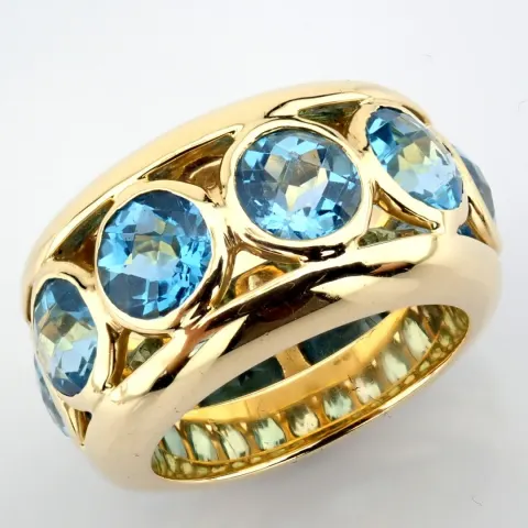 14K Yellow Gold Ring Detailed With 5.98 Ct Blue Topaz