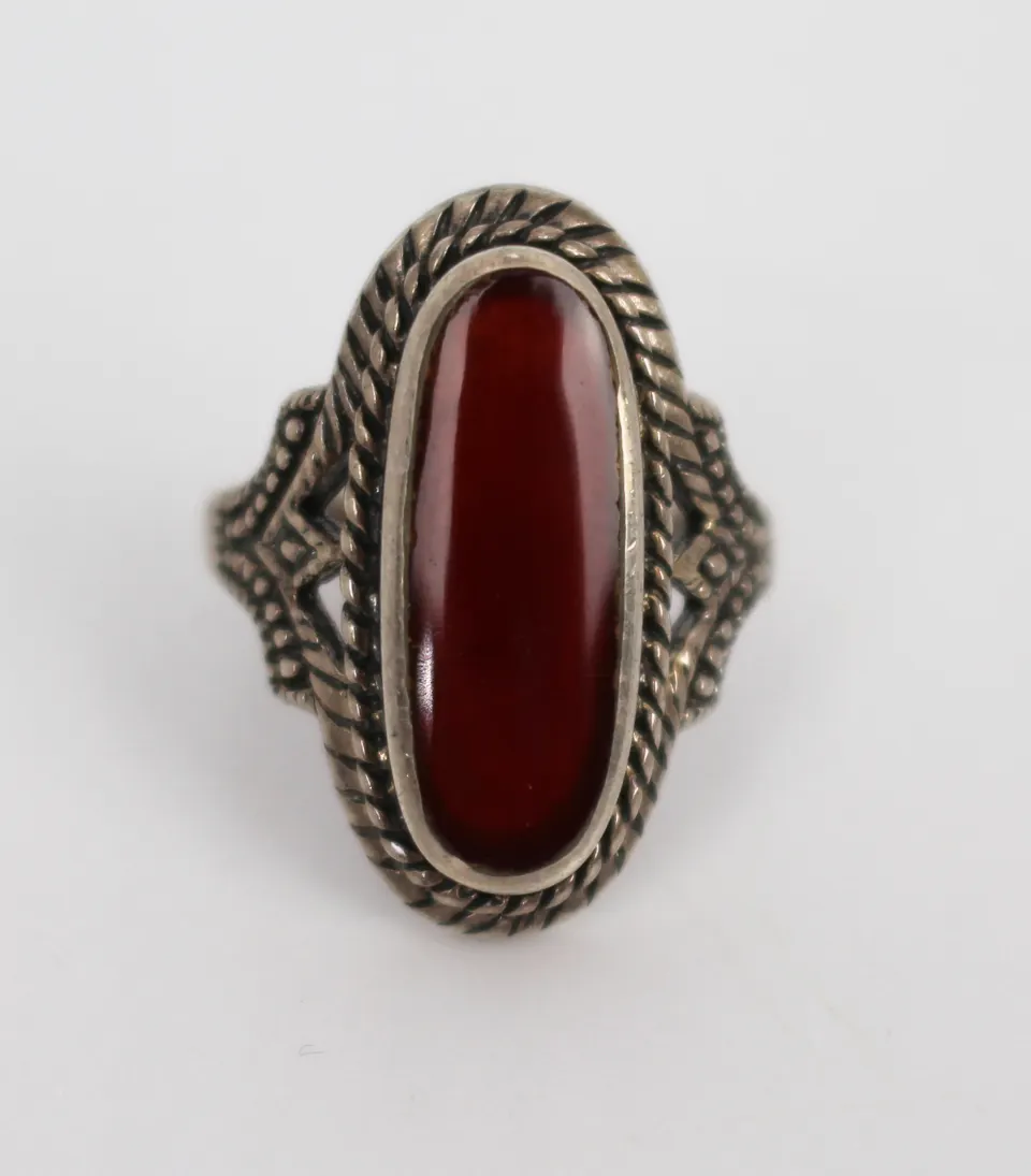 Carnelian Set Silver Ring