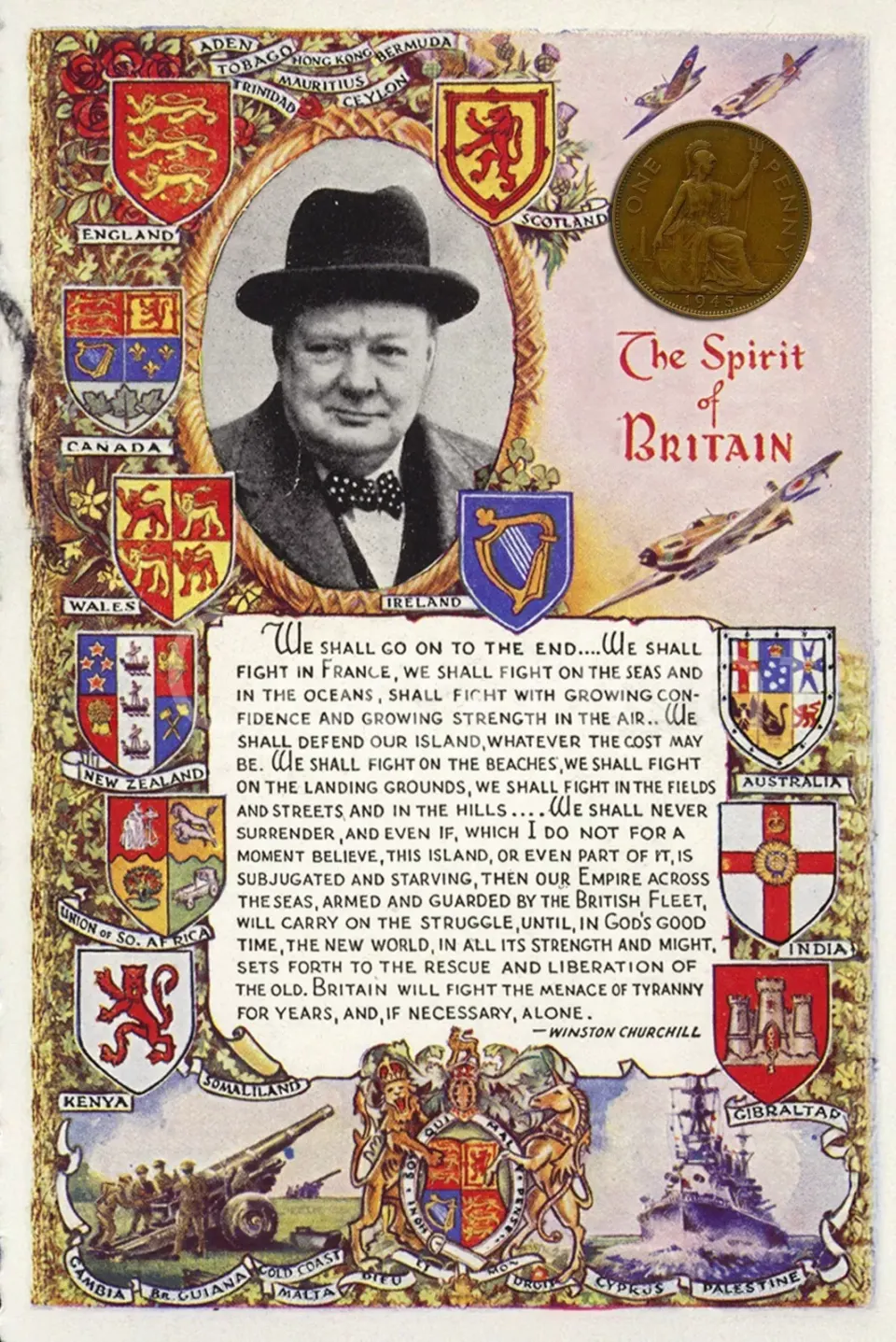 Winston Churchill VE Day 80th Anniversary Designed Metal Art Coin Display