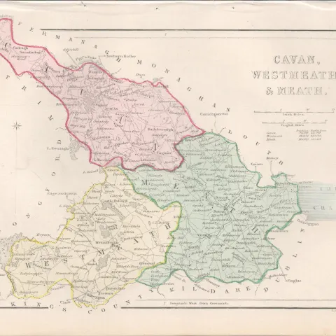 Antique Print 1850’s Map Cavan & Meath.