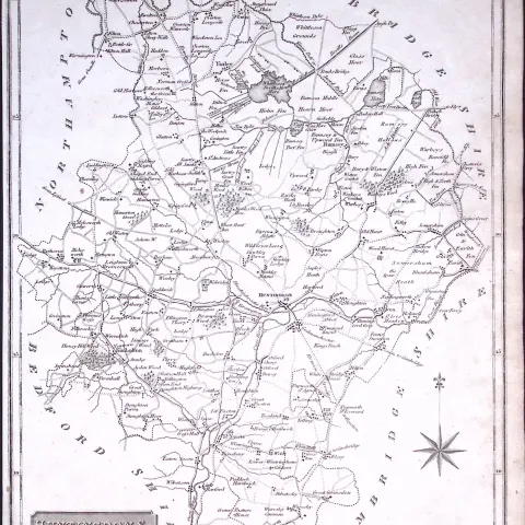 County Huntingdon 176 Years-Old  Antique Detailed Map-6-TR.