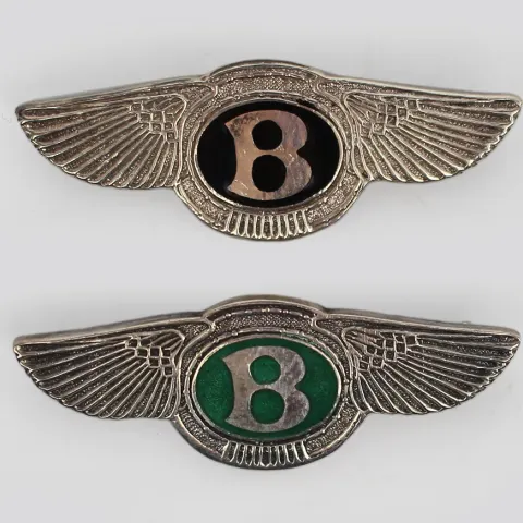 Pair of Silver Bentley Enamel Badges Birmingham 1957