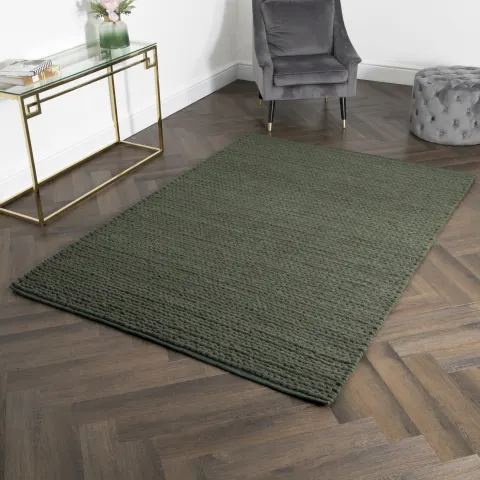 Green Knitted Large Wool Rug RRP - £524