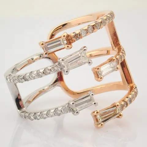 Certificated 18K  Rose/Pink Gold Diamond Ring / Total 0.9 ct