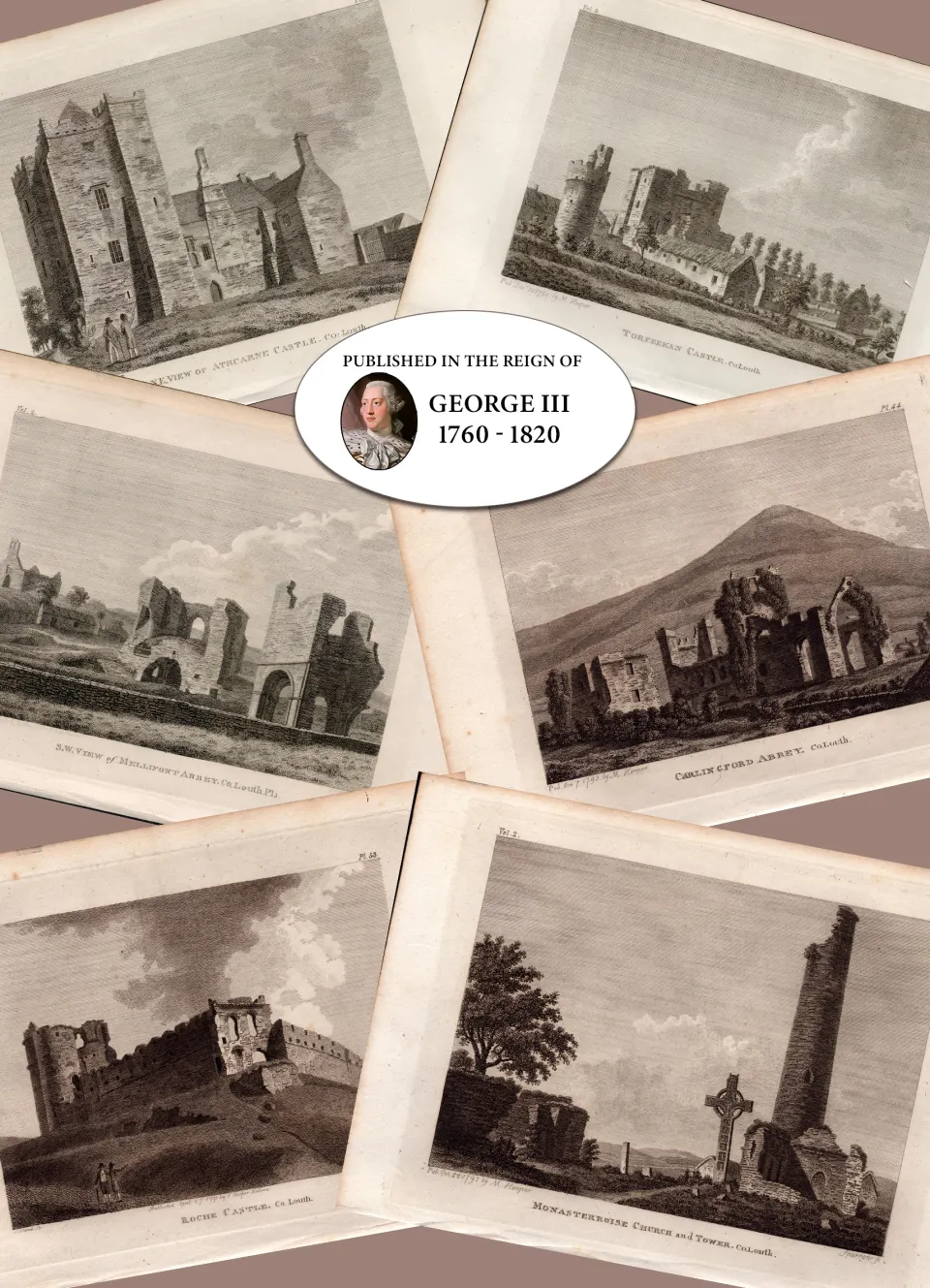 Co Louth Ireland Job-Lot  F. Grose 1792-1797 Antique Copper Block Engravings-2.