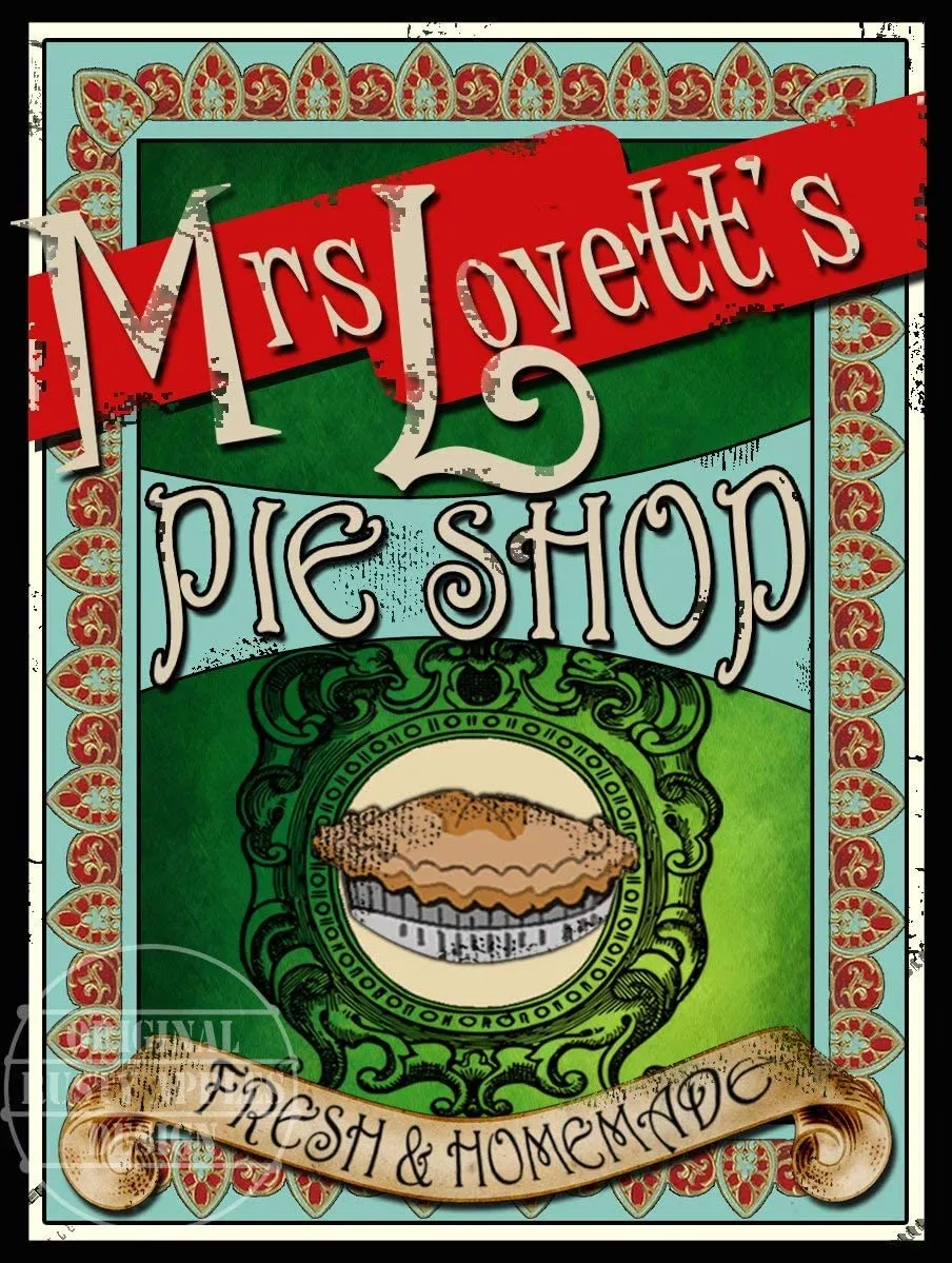 Mrs Lovetts Pie Shop Sweeney Todd Victorian  Large Metal Wall Art