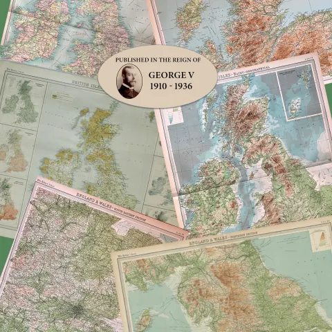 Job-Lot 7 John Bartholomew British Isles Large Coloured 105-Year-Old Maps.