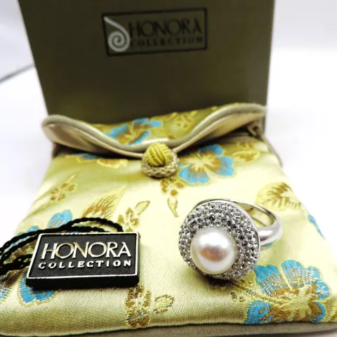 Honora Cultured Pearl Sterling Silver Ring New Boxed