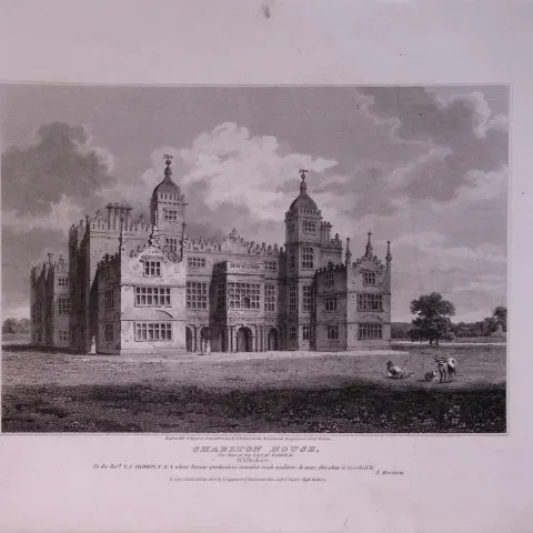 Charlton House Wiltshire 190 Years-Old John Britton Antique Steel Engraving-216