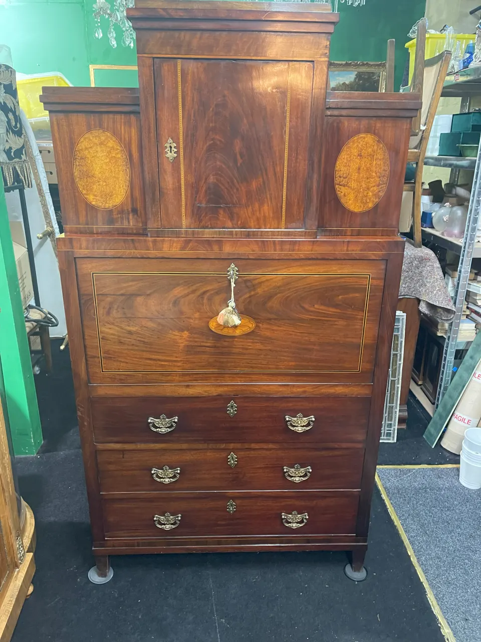 Antique Mahogany & Satinwood Secretaire