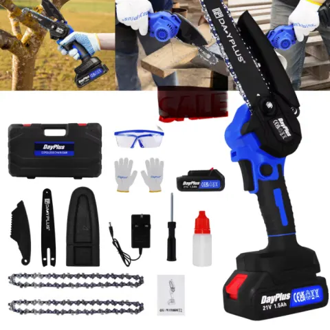 6 Inch One-handed lithium Chainsaw, Powerful Electric Chainsaw Chain Guide, Mini Chainsaw