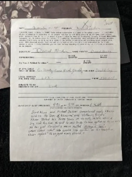 Radio Contract Signed By David Niven