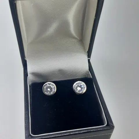 Silver Stud Earring Set With CZ Stones