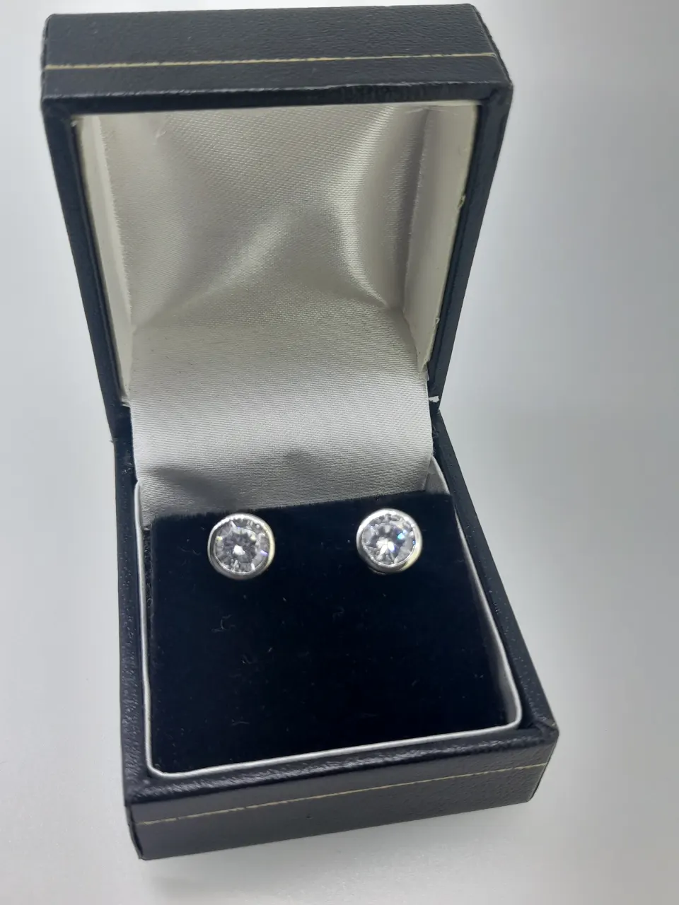 Silver Stud Earring Set With CZ Stones