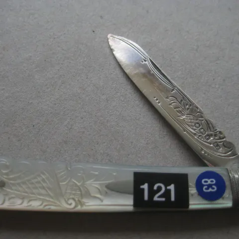 George V Mother of Pearl Hafted Silver Bladed Folding Fruit Knife