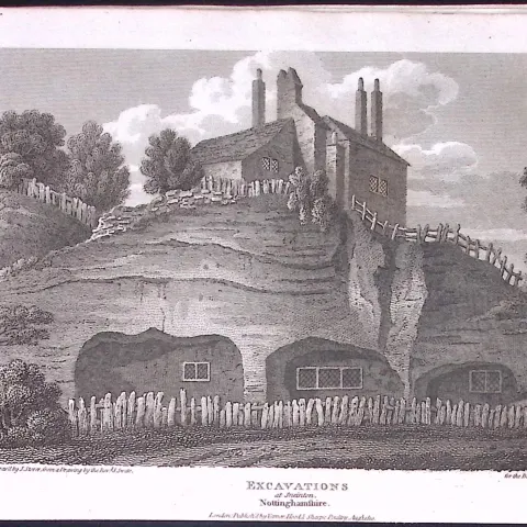 Nottingham Sneinton Excavations Antique 212 Years-Old Steel-Engraving-155