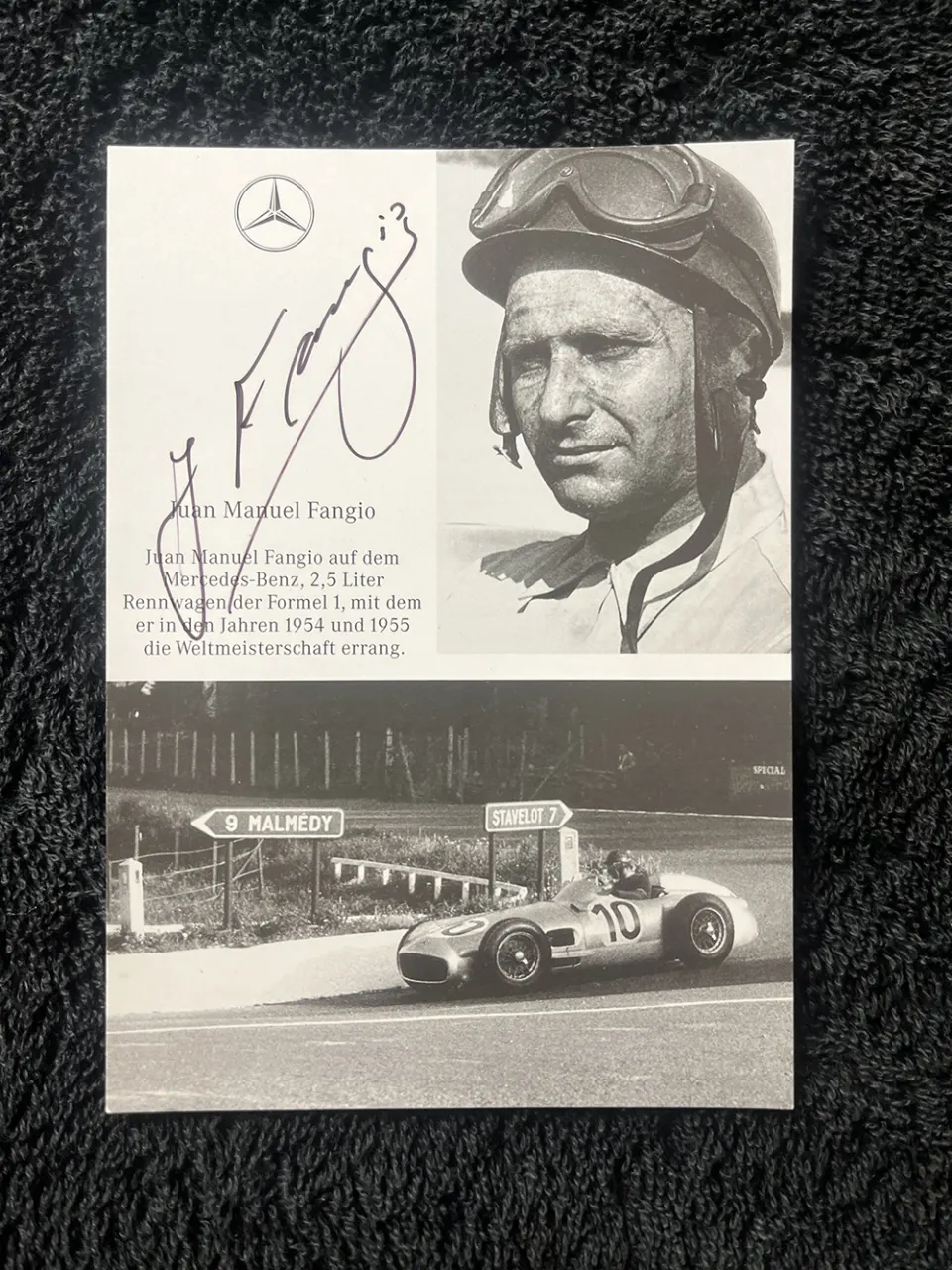 Juan Manuel Fangio Signed
