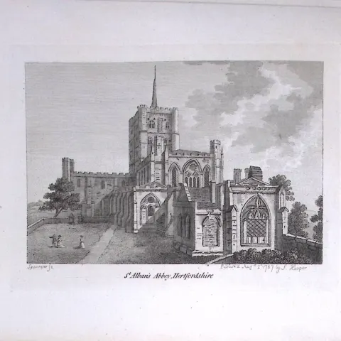 Hertfordshire St Albans Abbey Francis Grose Rare 240 Years-Old Copper Engraving-24