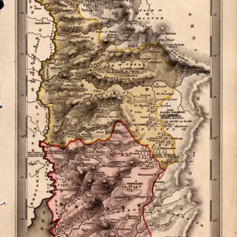 Tribes of Gad & Reuben Antique Detailed Biblical William IV Map.