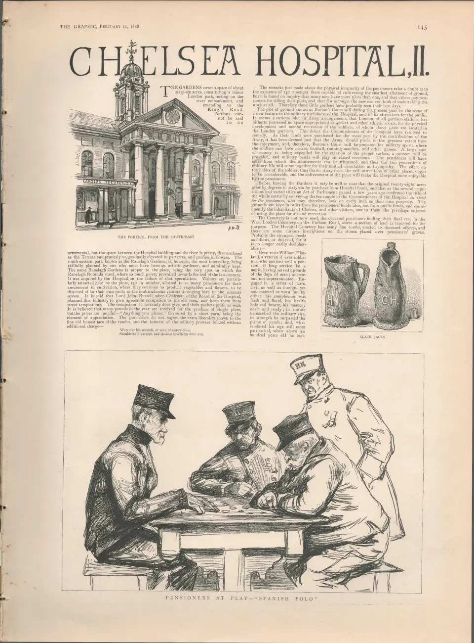 Antique 1888  Chelsea Pensioners & Hospital 4-Page Supplement