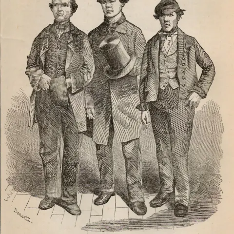 London Victorian Traders in Holiday Clothes Antique 1864 Henry Mayhew Print.