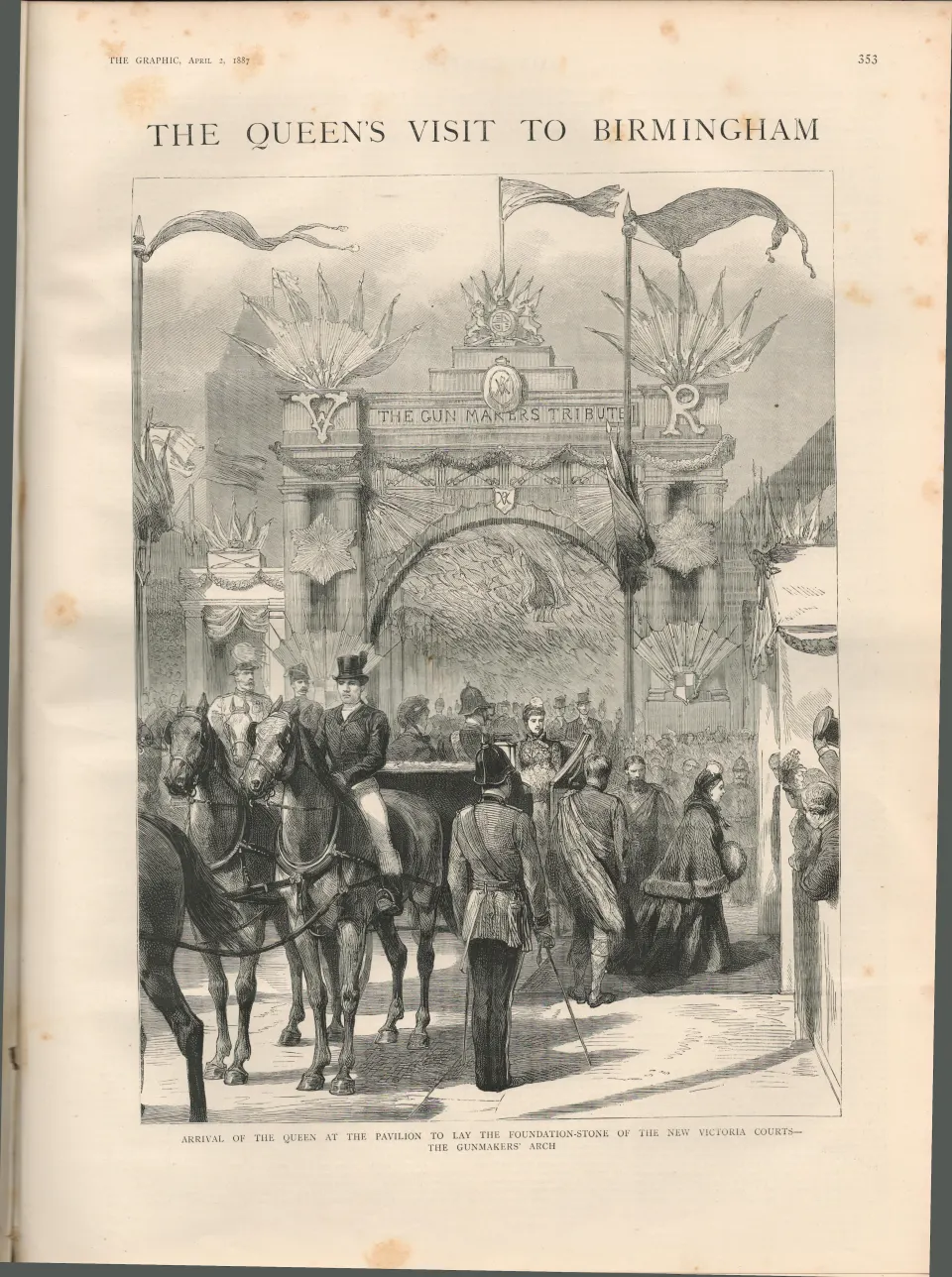 Queen Victoria Visit To Birmingham Antique 1887  Newspaper