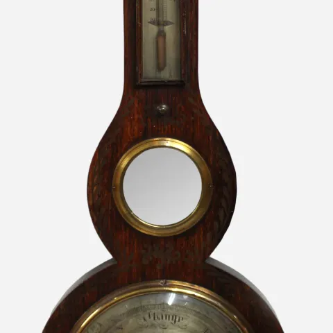 Regency English Brass Inlaid Aneroid Barometer
