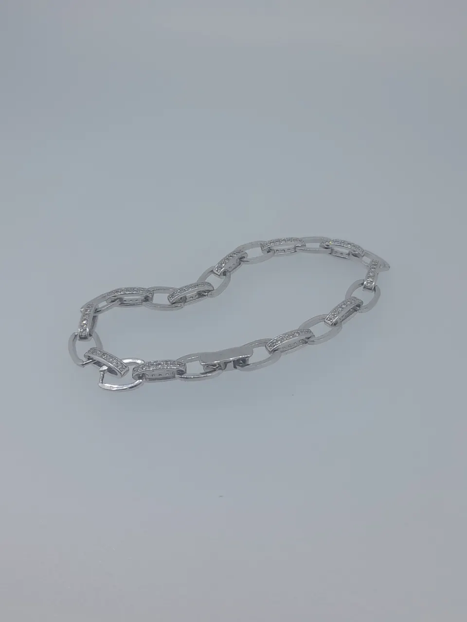 UK Hallmarked Silver CZ Set Bracelet
