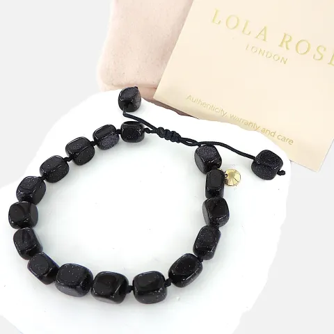 Lola Rose Black Polished Sandstone Gemstone Bracelet 'New'